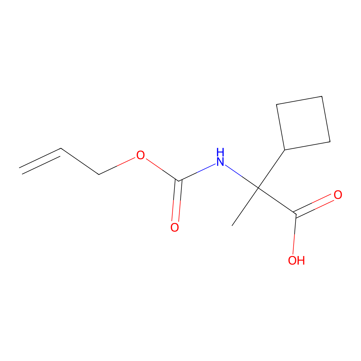 2-Cyclobutyl-2-{[(prop-2-en-1-yloxy)carbonyl]amino}propanoic acid molecular structure, CAS 2680715-74-4