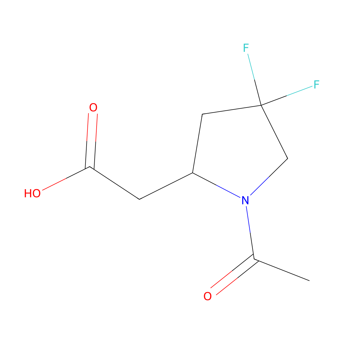 2-(1-Acetyl-4,4-difluoropyrrolidin-2-yl)acetic acid molecular structure, CAS 2680715-76-6