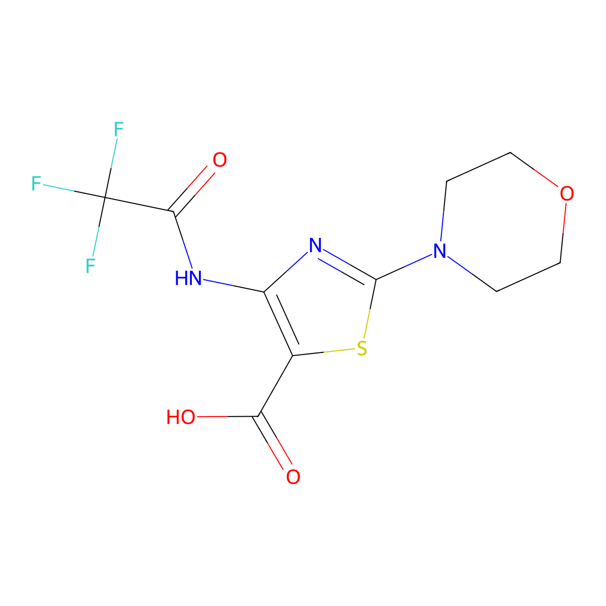 2-(Morpholin-4-yl)-4-(2,2,2-trifluoroacetamido)-1,3-thiazole-5-carboxylic acid molecular structure, CAS 2680715-78-8