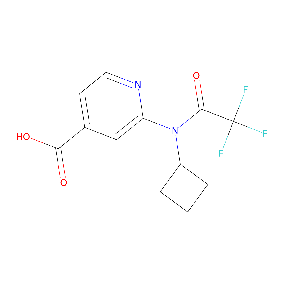 2-(N-cyclobutyl-2,2,2-trifluoroacetamido)pyridine-4-carboxylic acid molecular structure, CAS 2680715-80-2