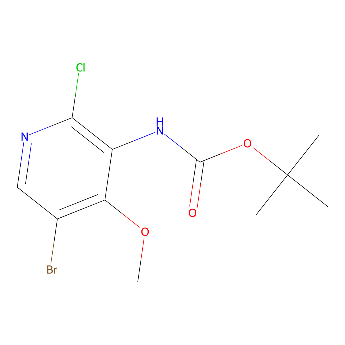 tert-butyl N-(5-bromo-2-chloro-4-methoxypyridin-3-yl)carbamate molecular structure, CAS 2680715-84-6