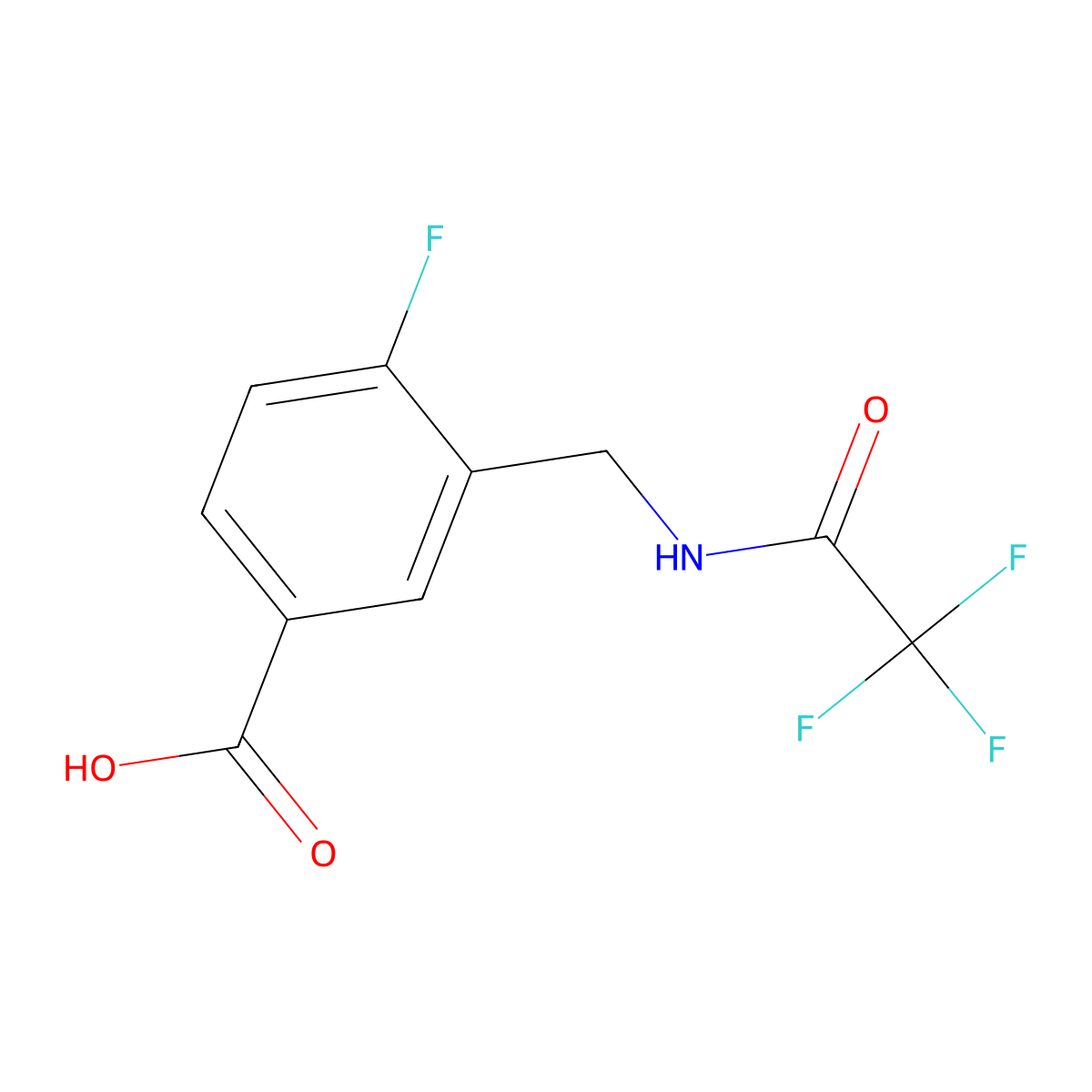 4-Fluoro-3-[(trifluoroacetamido)methyl]benzoic acid molecular structure, CAS 2680715-85-7
