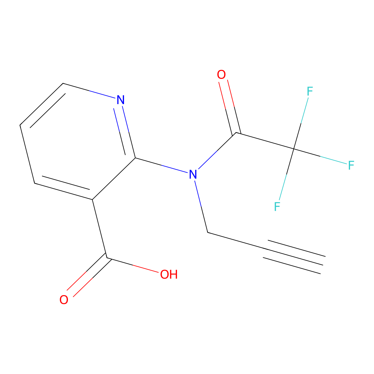 2-[2,2,2-trifluoro-N-(prop-2-yn-1-yl)acetamido]pyridine-3-carboxylic acid molecular structure, CAS 2680715-88-0