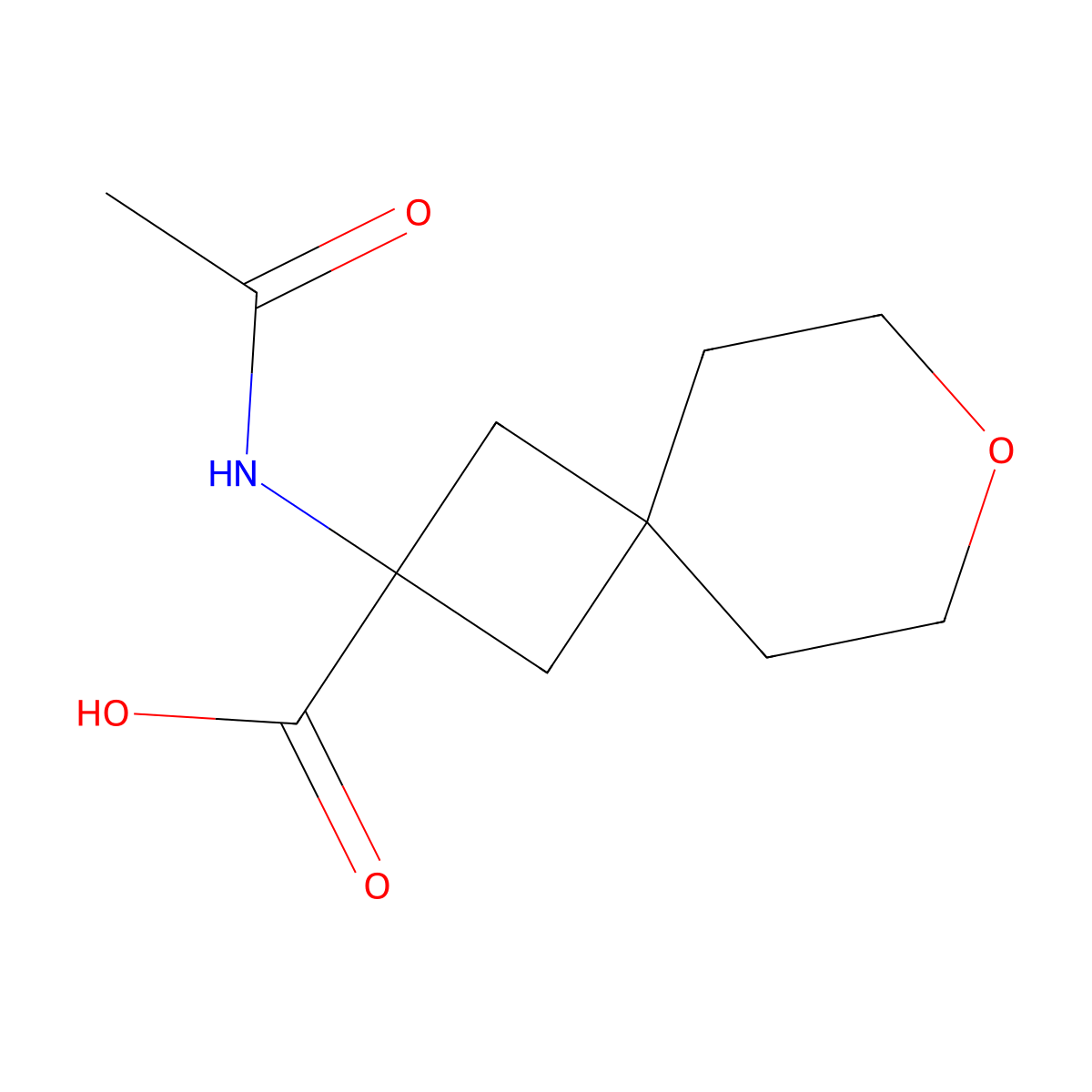 2-Acetamido-7-oxaspiro[3.5]nonane-2-carboxylic acid molecular structure, CAS 2680715-89-1