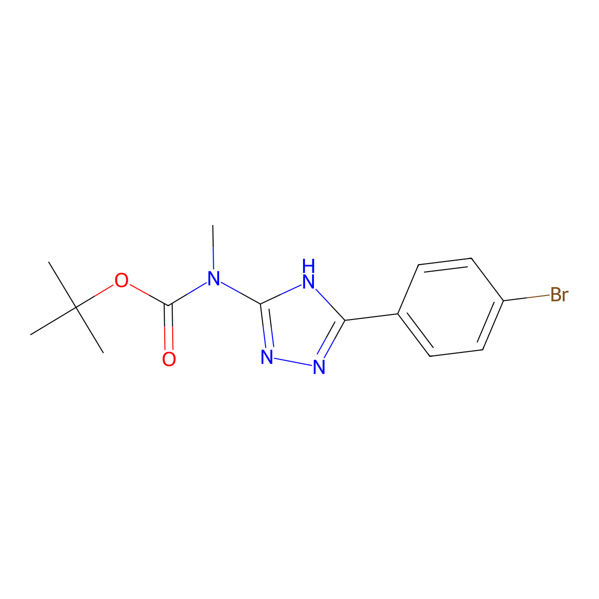 tert-butyl N-[5-(4-bromophenyl)-4H-1,2,4-triazol-3-yl]-N-methylcarbamate molecular structure, CAS 2680715-95-9