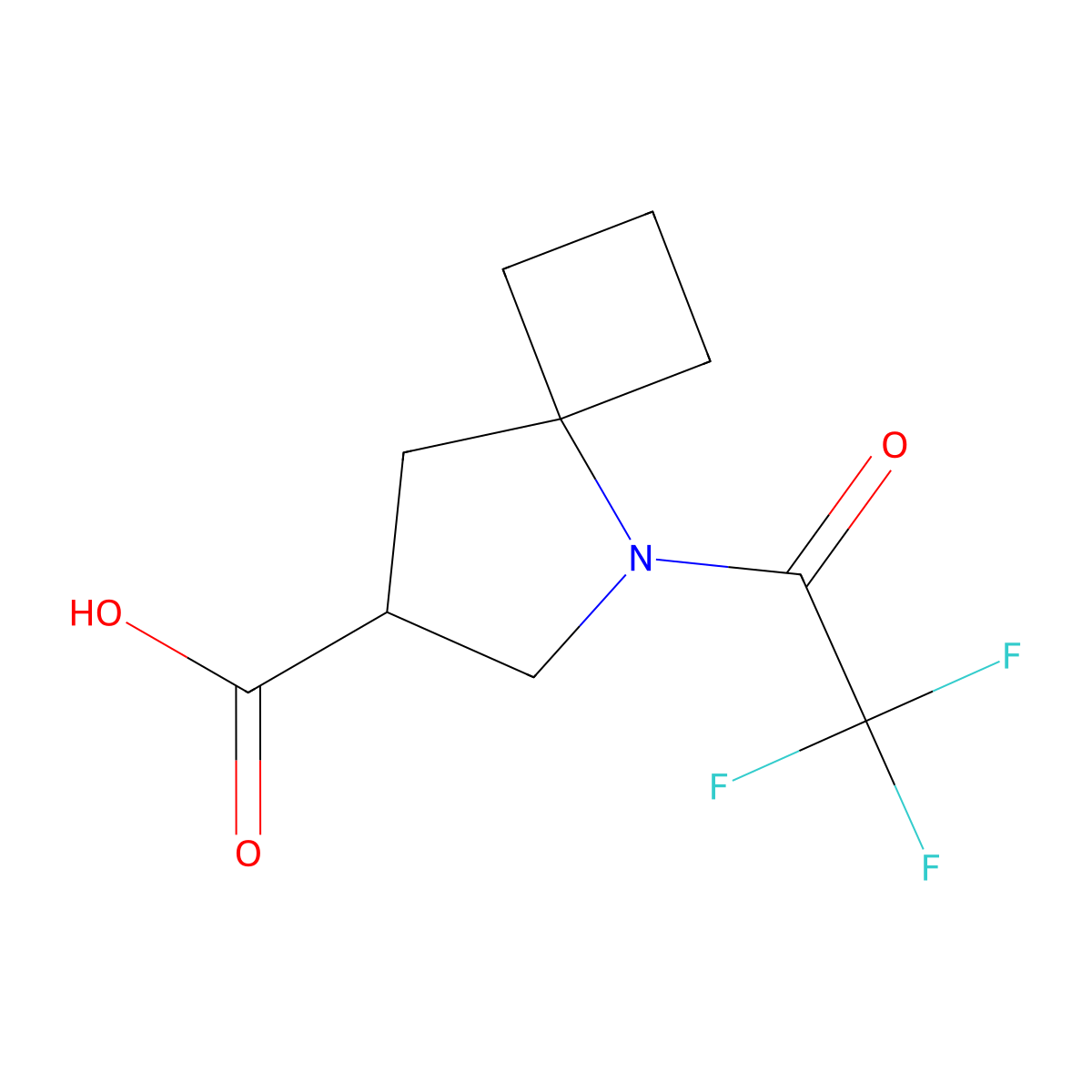 5-(Trifluoroacetyl)-5-azaspiro[3.4]octane-7-carboxylic acid molecular structure, CAS 2680716-00-9