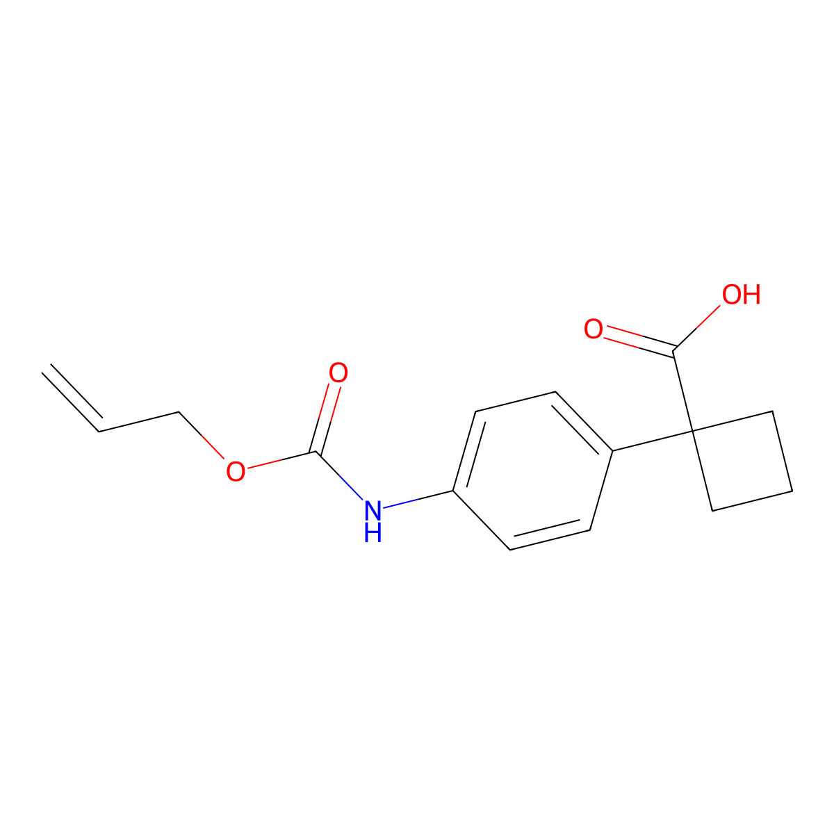 1-(4-{[(Prop-2-en-1-yloxy)carbonyl]amino}phenyl)cyclobutane-1-carboxylic acid molecular structure, CAS 2680716-07-6