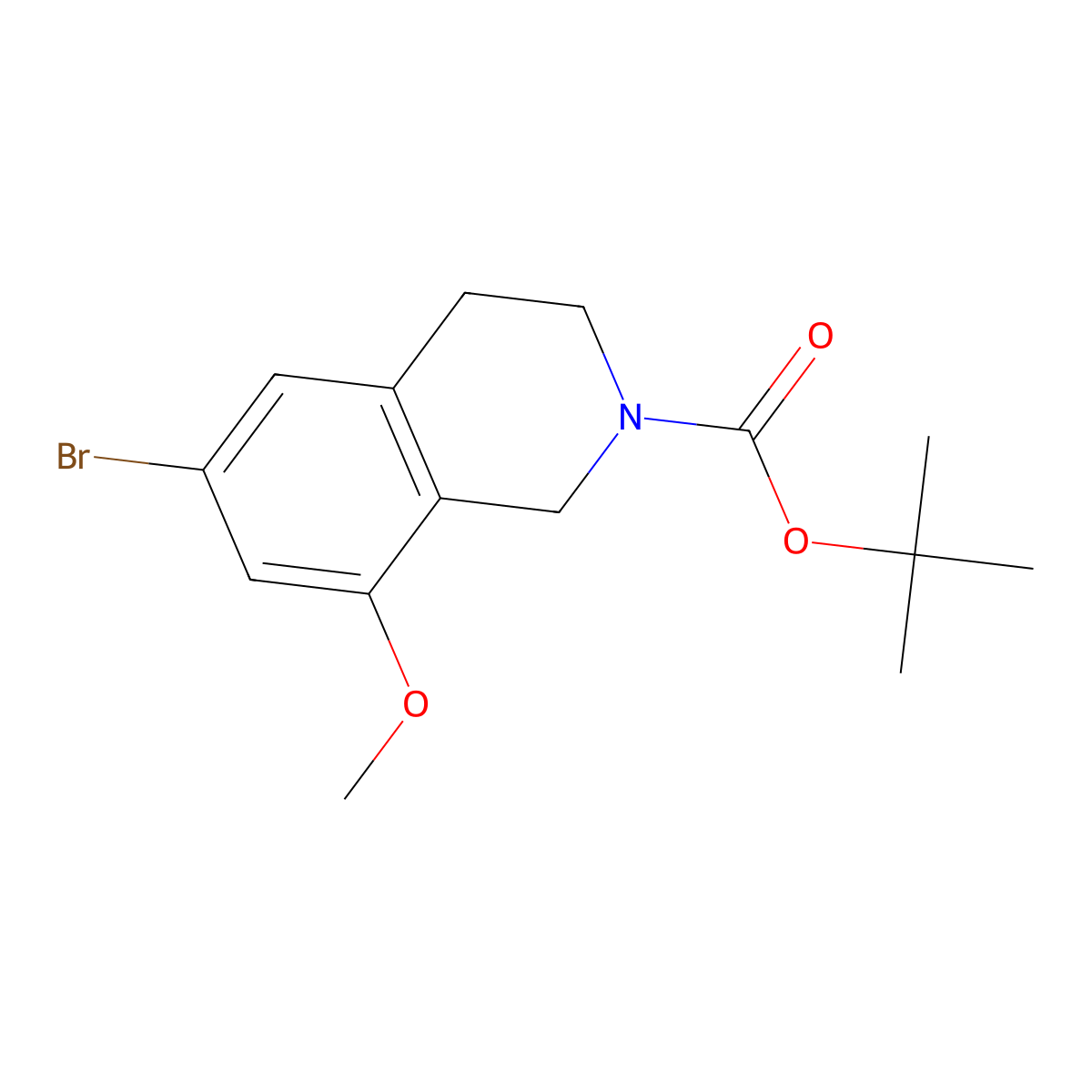 Tert-butyl 6-bromo-8-methoxy-1,2,3,4-tetrahydroisoquinoline-2-carboxylate molecular structure, CAS 2680716-10-1
