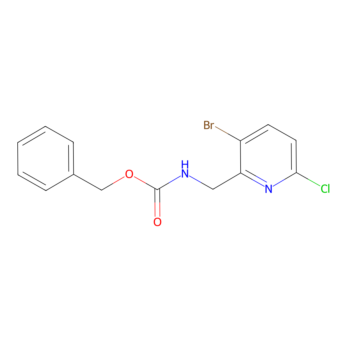 benzyl N-[(3-bromo-6-chloropyridin-2-yl)methyl]carbamate molecular structure, CAS 2680716-11-2
