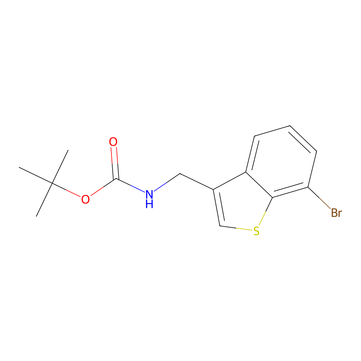 tert-butyl N-[(7-bromo-1-benzothiophen-3-yl)methyl]carbamate molecular structure, CAS 2680716-15-6
