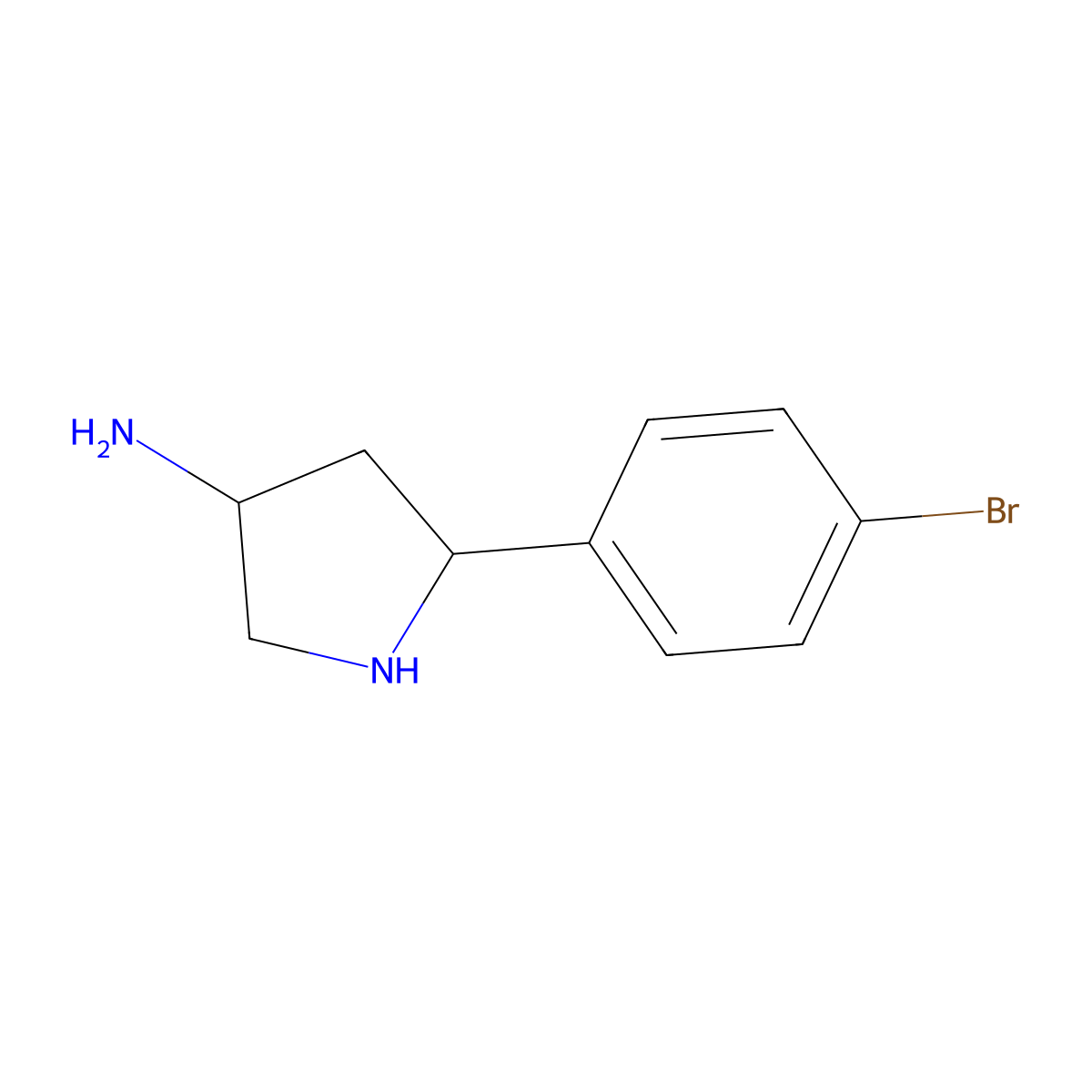 5-(4-Bromophenyl)pyrrolidin-3-amine molecular structure, CAS 2680716-17-8