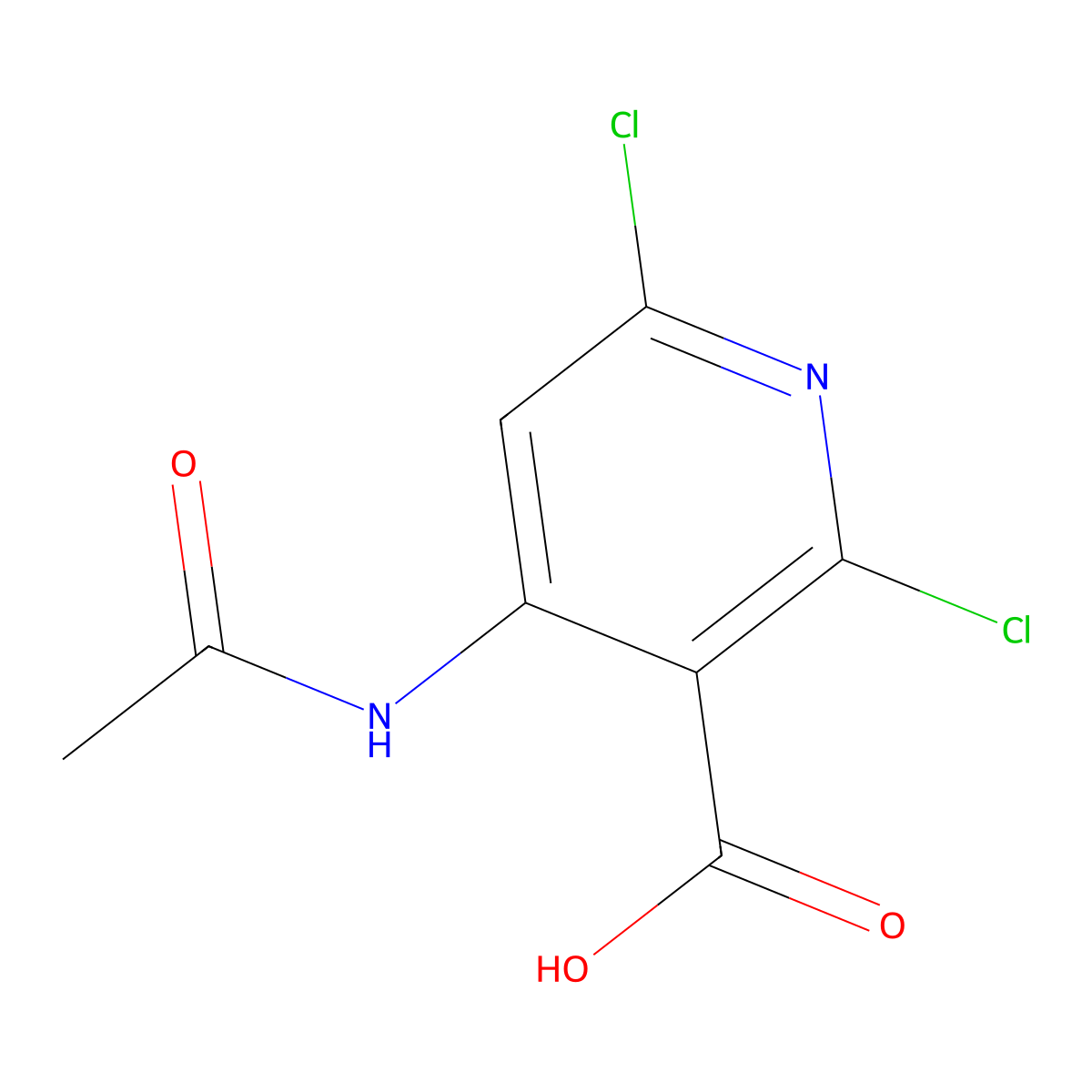 2,6-Dichloro-4-acetamidopyridine-3-carboxylic acid molecular structure, CAS 2680716-30-5