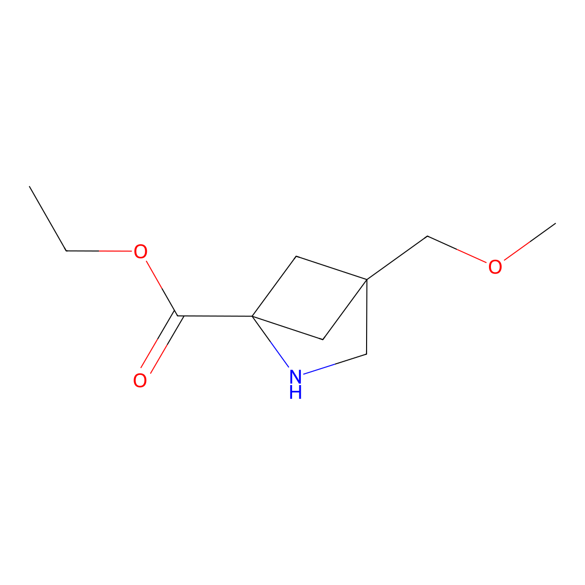 Ethyl 4-(methoxymethyl)-2-azabicyclo[2.1.1]hexane-1-carboxylate molecular structure, CAS 2680716-44-1