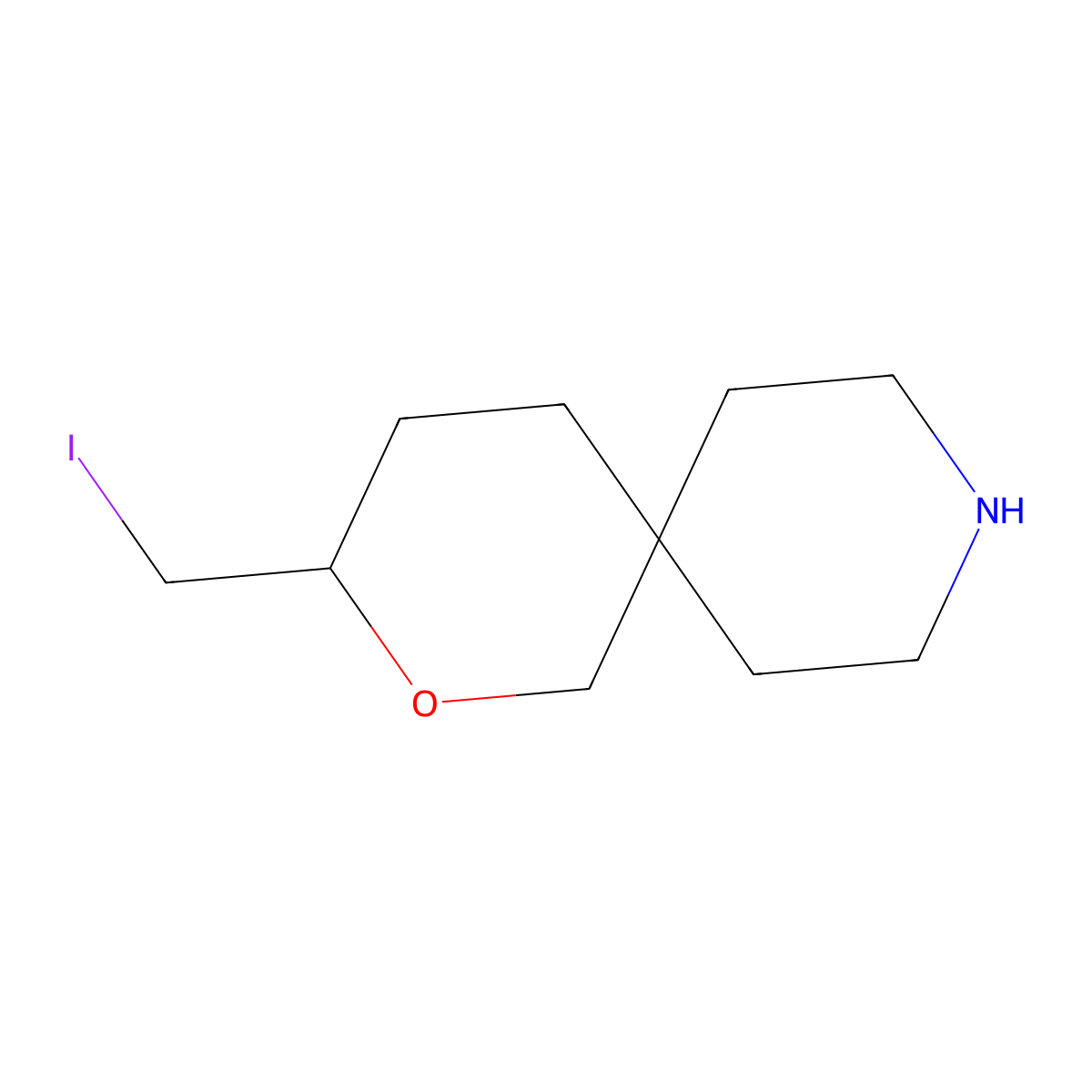 3-(Iodomethyl)-2-oxa-9-azaspiro[5.5]undecane molecular structure, CAS 2680716-45-2