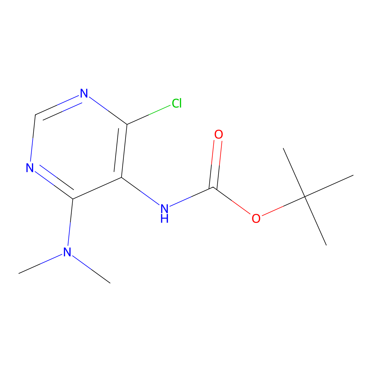 tert-butyl N-[4-chloro-6-(dimethylamino)pyrimidin-5-yl]carbamate molecular structure, CAS 2680716-46-3