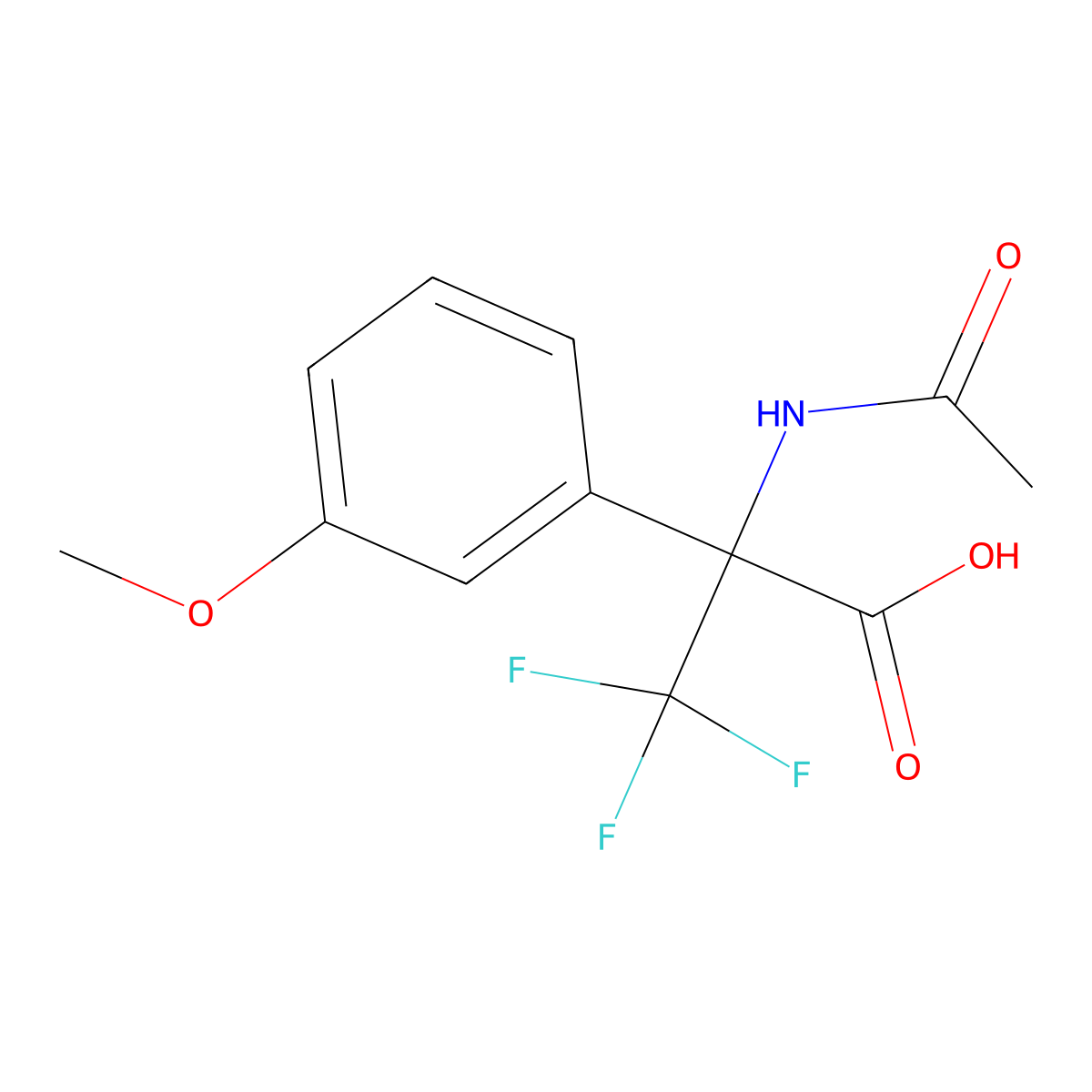 2-Acetamido-3,3,3-trifluoro-2-(3-methoxyphenyl)propanoic acid molecular structure, CAS 2680716-52-1