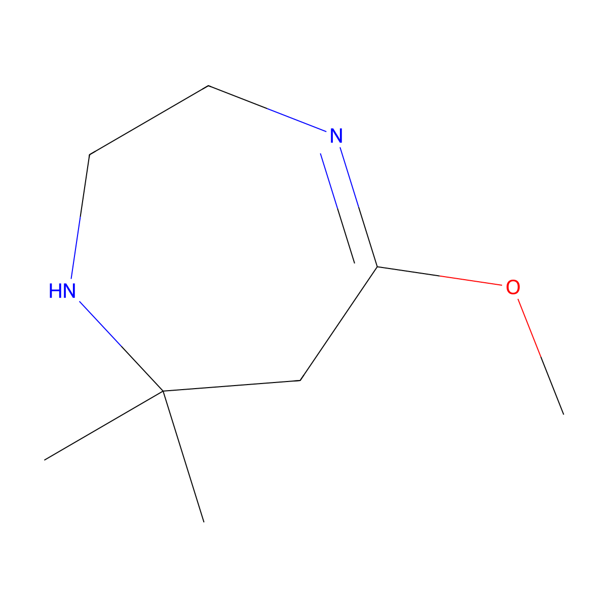 5-methoxy-7,7-dimethyl-2,3,6,7-tetrahydro-1H-1,4-diazepine molecular structure, CAS 2680716-56-5