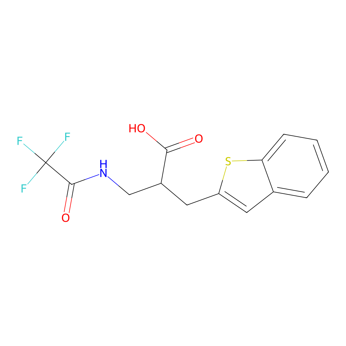 2-[(1-Benzothiophen-2-yl)methyl]-3-(2,2,2-trifluoroacetamido)propanoic acid molecular structure, CAS 2680716-58-7