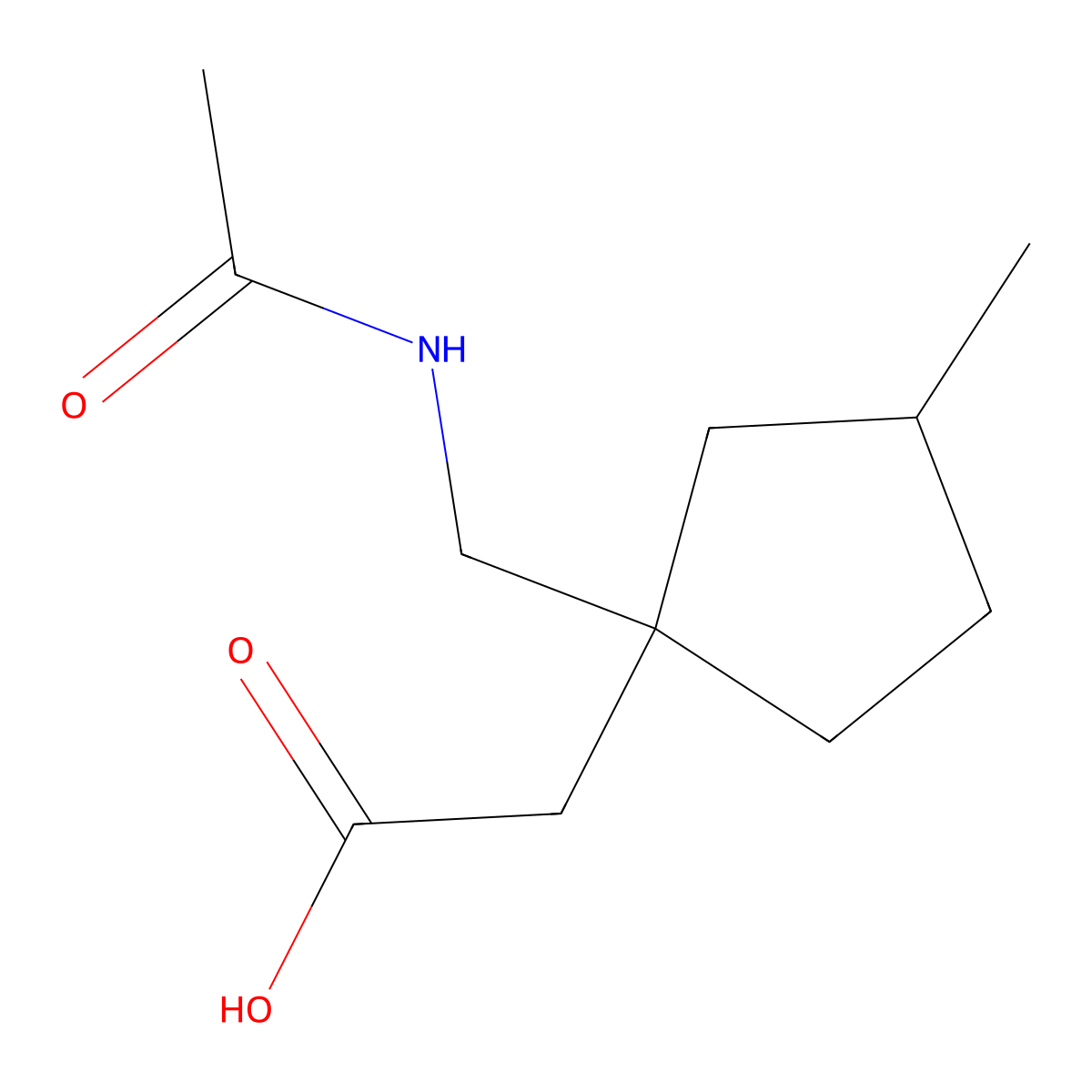 2-[1-(Acetamidomethyl)-3-methylcyclopentyl]acetic acid molecular structure, CAS 2680716-59-8