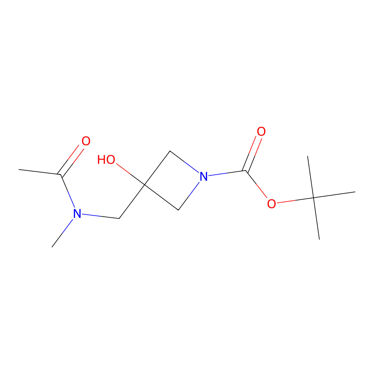 tert-butyl 3-hydroxy-3-[(N-methylacetamido)methyl]azetidine-1-carboxylate molecular structure, CAS 2680716-69-0