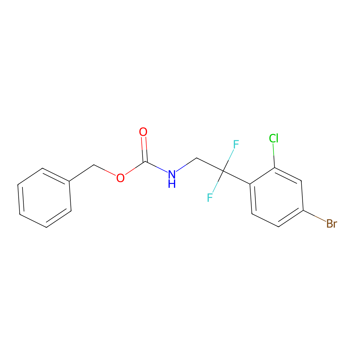 benzyl N-[2-(4-bromo-2-chlorophenyl)-2,2-difluoroethyl]carbamate molecular structure, CAS 2680716-70-3