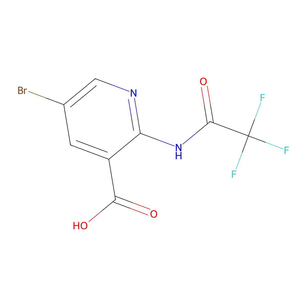 5-Bromo-2-(2,2,2-trifluoroacetamido)pyridine-3-carboxylic acid molecular structure, CAS 2680716-80-5
