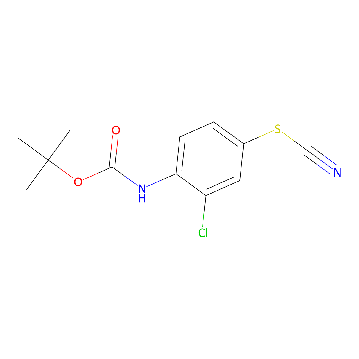tert-butyl N-[2-chloro-4-(cyanosulfanyl)phenyl]carbamate molecular structure, CAS 2680716-99-6