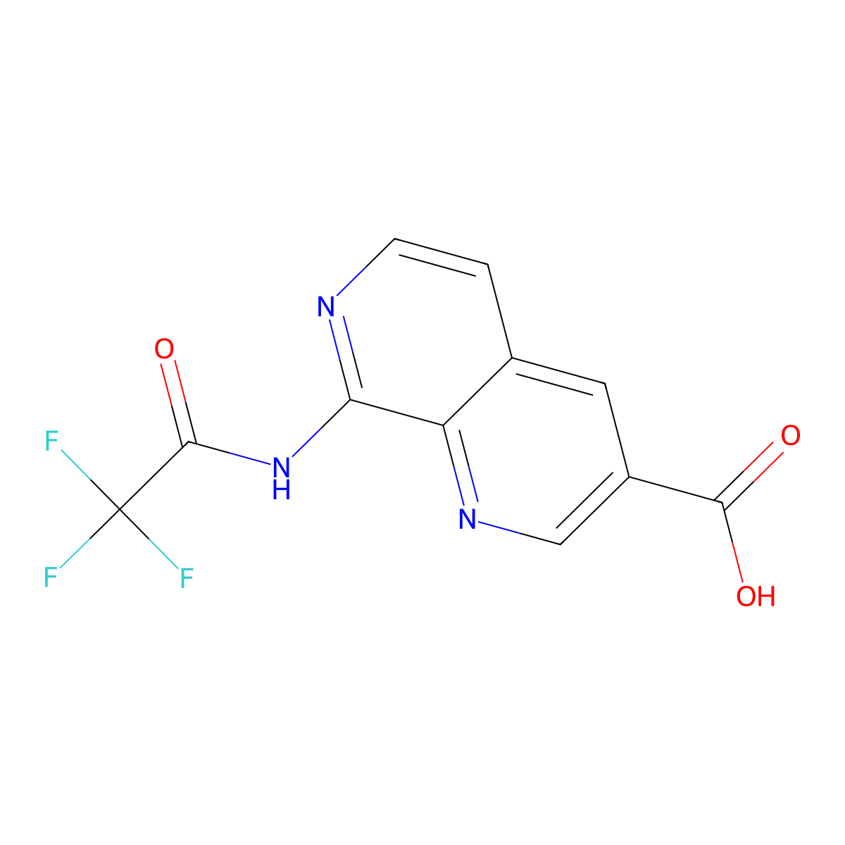 8-(2,2,2-Trifluoroacetamido)-1,7-naphthyridine-3-carboxylic acid molecular structure, CAS 2680717-04-6