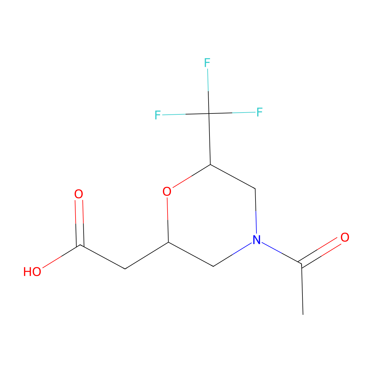 2-[4-Acetyl-6-(trifluoromethyl)morpholin-2-yl]acetic acid molecular structure, CAS 2680717-11-5
