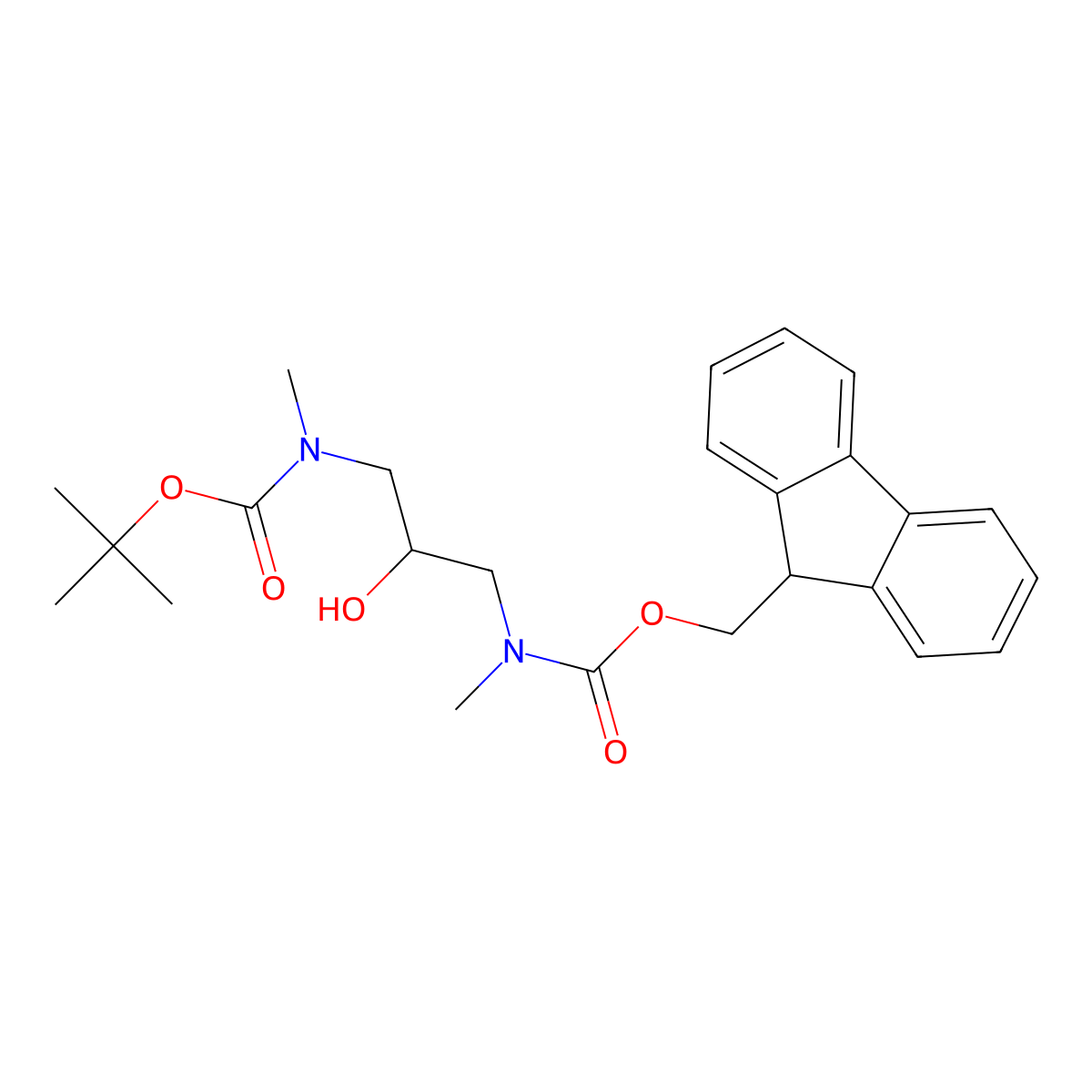 (9H-fluoren-9-yl)methyl N-(3-{[(tert-butoxy)carbonyl](methyl)amino}-2-hydroxypropyl)-N-methylcarbamate molecular structure, CAS 2680717-24-0