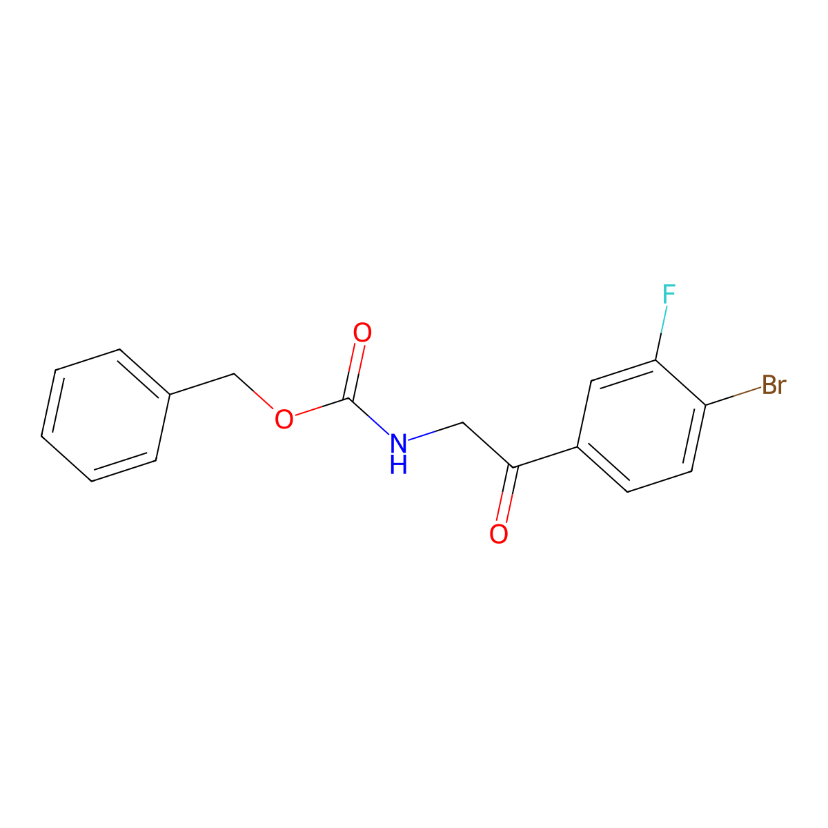 benzyl N-[2-(4-bromo-3-fluorophenyl)-2-oxoethyl]carbamate molecular structure, CAS 2680717-28-4