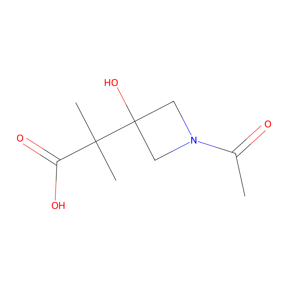 2-(1-Acetyl-3-hydroxyazetidin-3-yl)-2-methylpropanoic acid molecular structure, CAS 2680717-29-5
