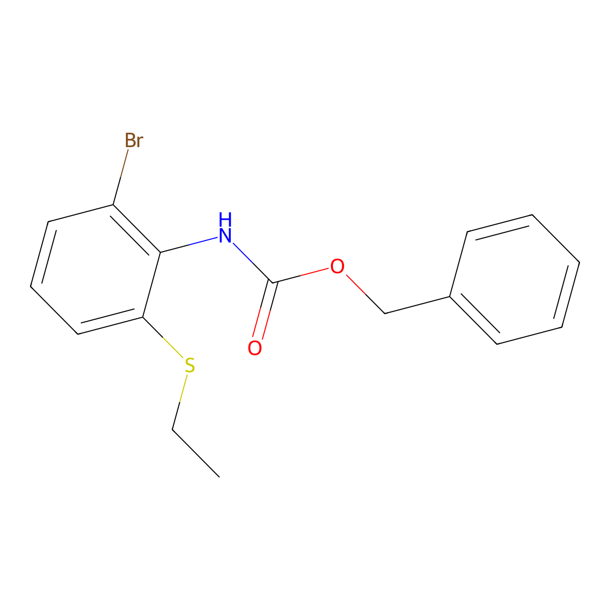 benzyl N-[2-bromo-6-(ethylsulfanyl)phenyl]carbamate molecular structure, CAS 2680717-35-3