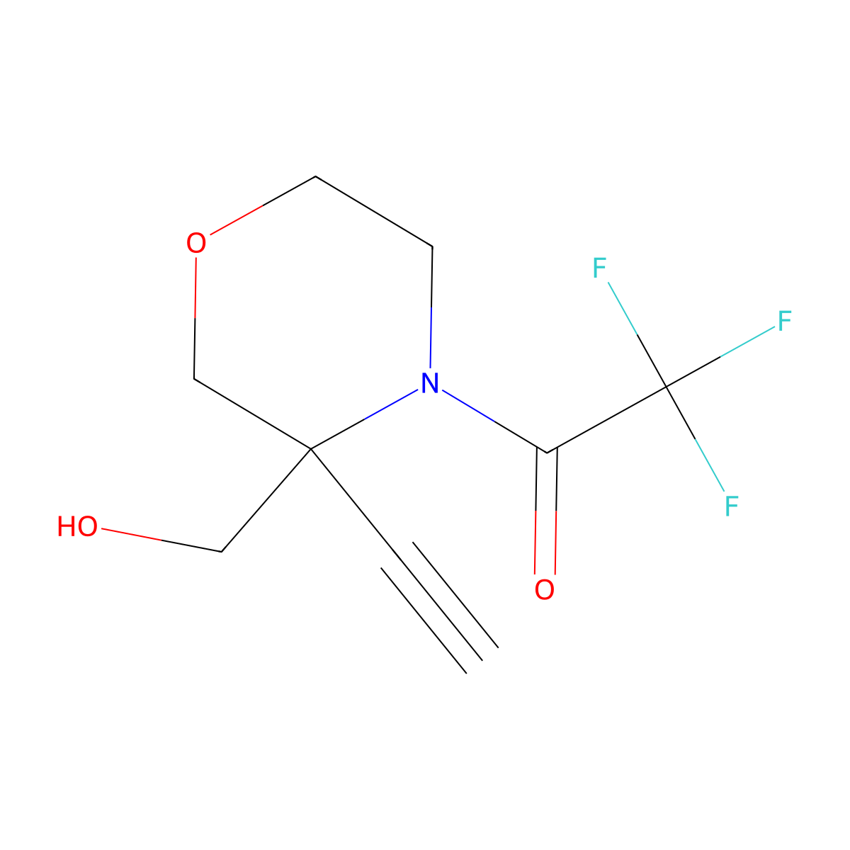 1-[3-Ethynyl-3-(hydroxymethyl)morpholin-4-yl]-2,2,2-trifluoroethan-1-one molecular structure, CAS 2680717-37-5