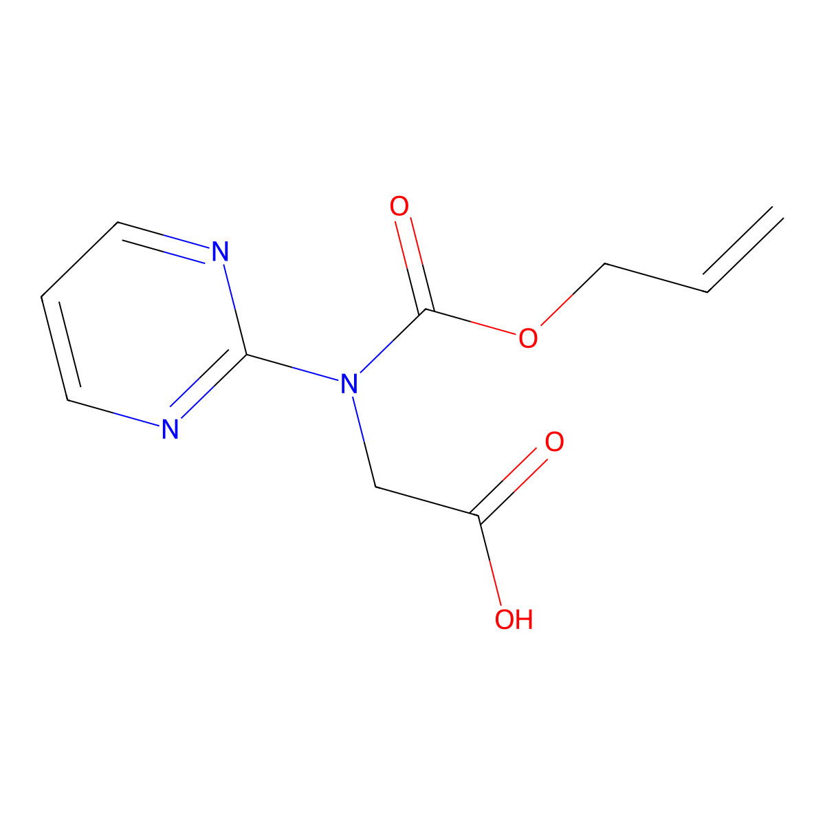 2-{[(Prop-2-en-1-yloxy)carbonyl](pyrimidin-2-yl)amino}acetic acid molecular structure, CAS 2680717-42-2