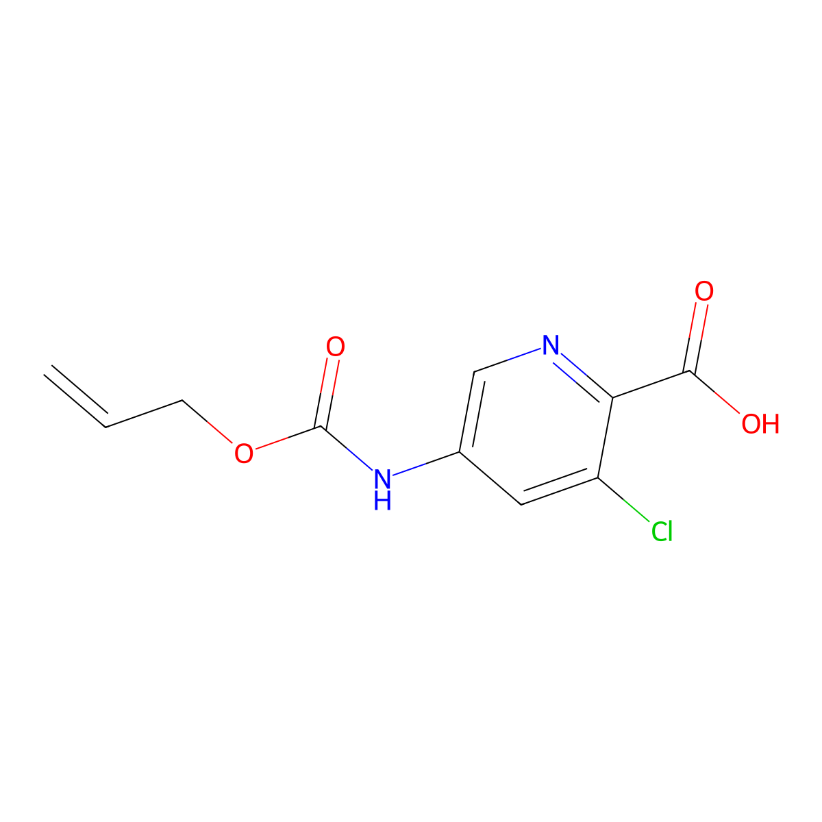 3-Chloro-5-{[(prop-2-en-1-yloxy)carbonyl]amino}pyridine-2-carboxylic acid molecular structure, CAS 2680717-44-4