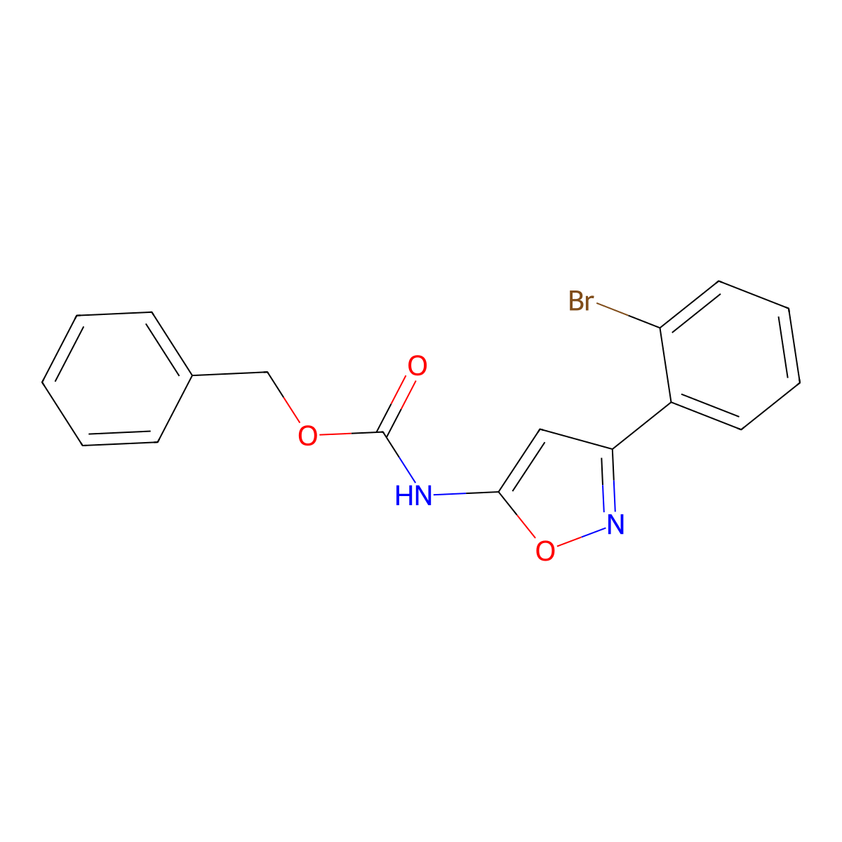 benzyl N-[3-(2-bromophenyl)-1,2-oxazol-5-yl]carbamate molecular structure, CAS 2680717-47-7