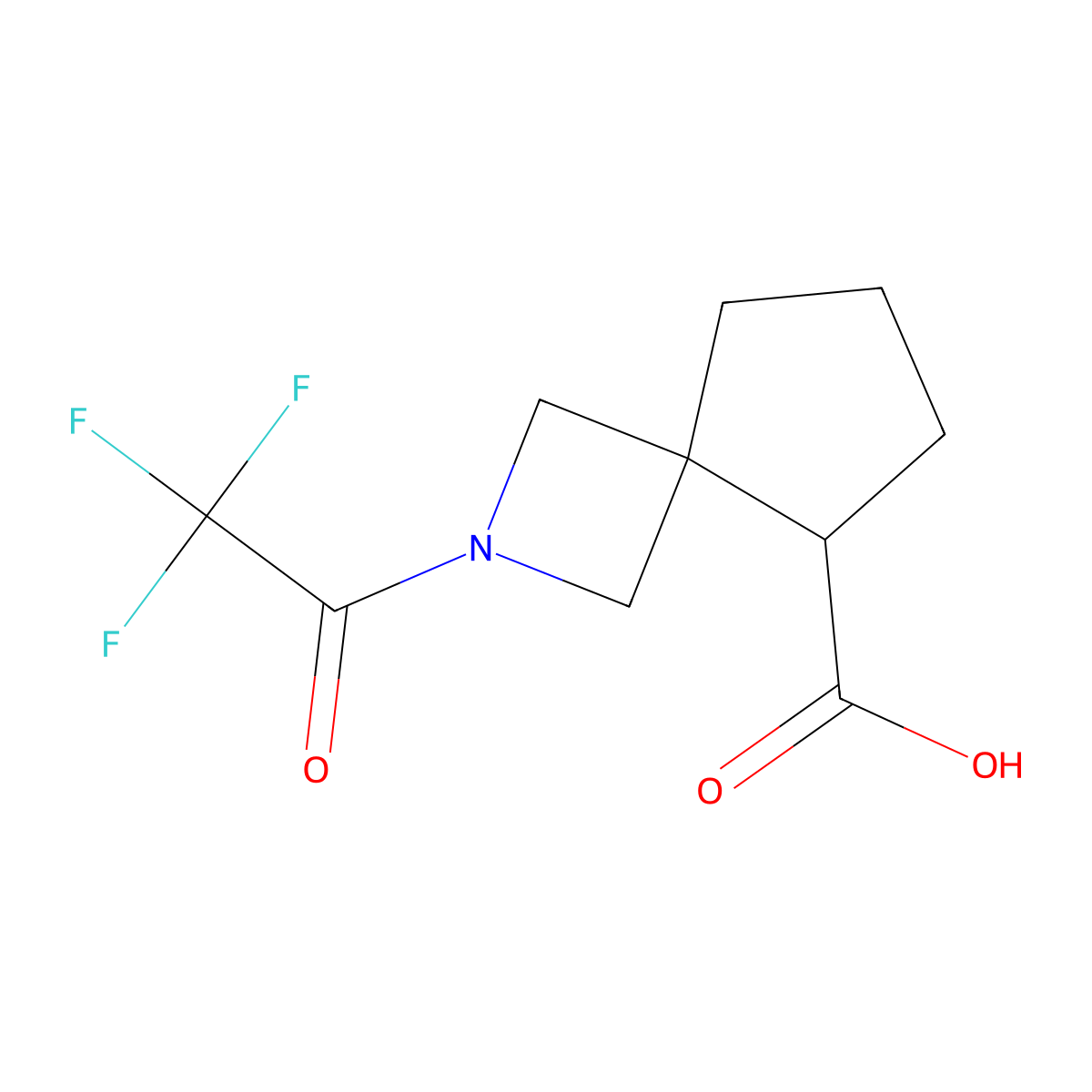 2-(2,2,2-Trifluoroacetyl)-2-azaspiro[3.4]octane-5-carboxylic acid molecular structure, CAS 2680717-53-5
