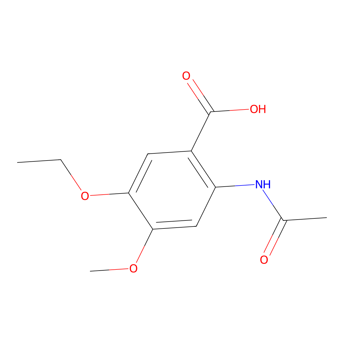 2-Acetamido-5-ethoxy-4-methoxybenzoic acid molecular structure, CAS 2680717-59-1