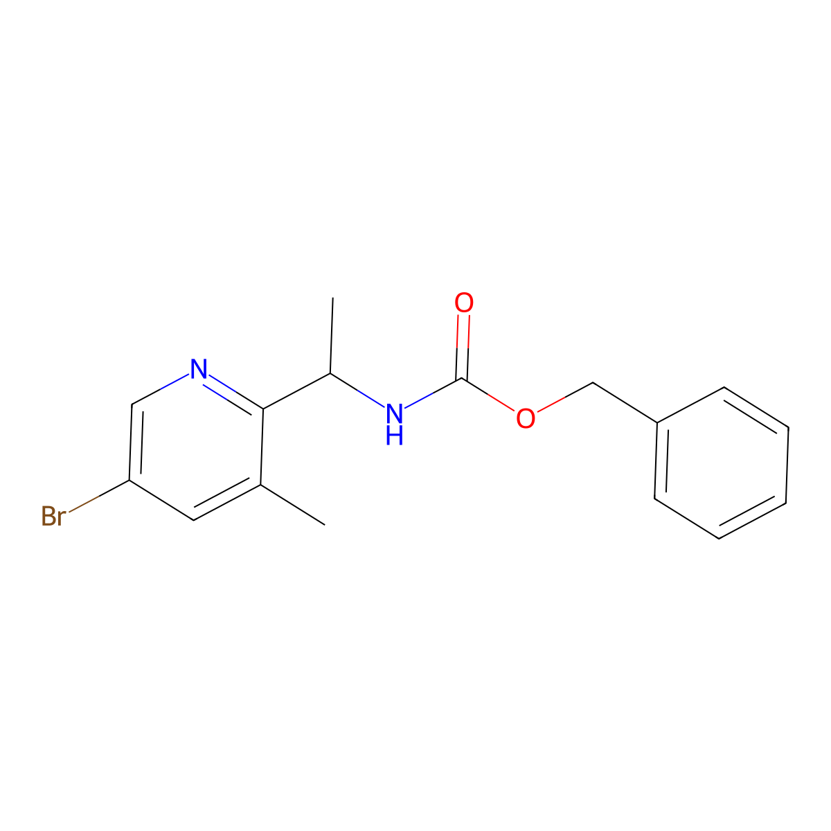 benzyl N-[1-(5-bromo-3-methylpyridin-2-yl)ethyl]carbamate molecular structure, CAS 2680717-68-2