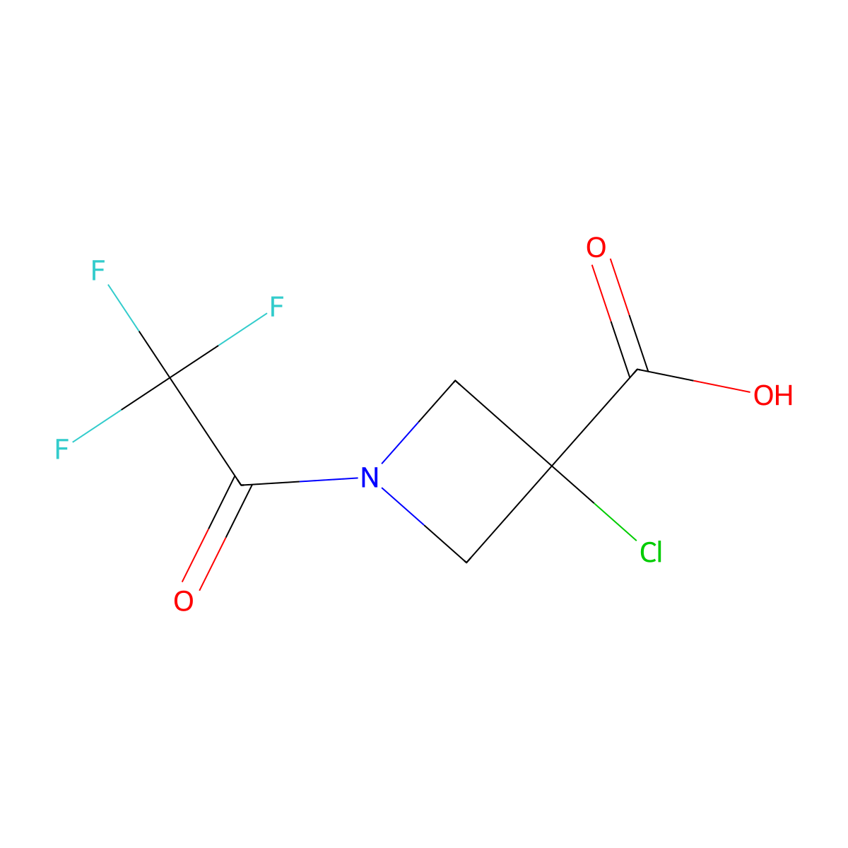 3-Chloro-1-(2,2,2-trifluoroacetyl)azetidine-3-carboxylic acid molecular structure, CAS 2680717-71-7