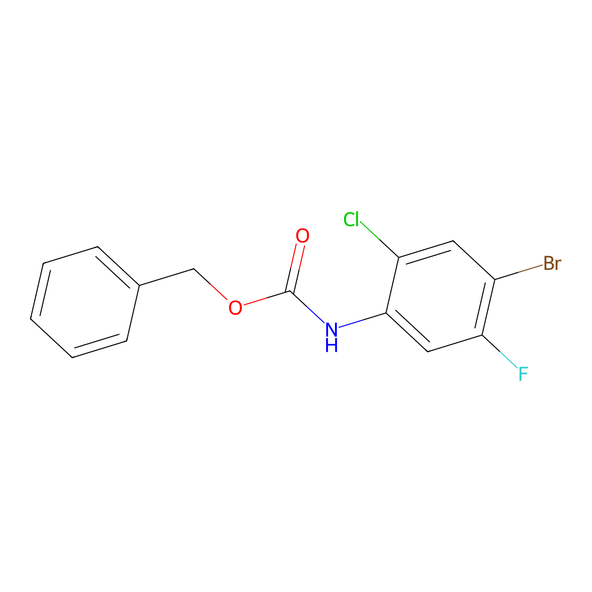 benzyl N-(4-bromo-2-chloro-5-fluorophenyl)carbamate molecular structure, CAS 2680717-73-9