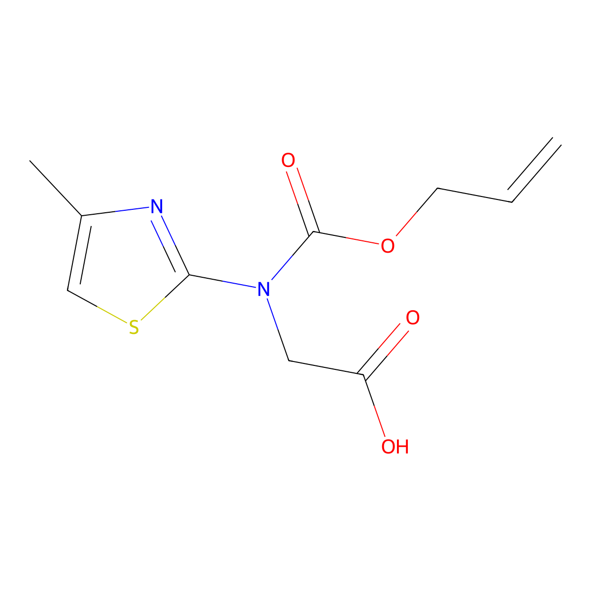 2-[(4-Methyl-1,3-thiazol-2-yl)[(prop-2-en-1-yloxy)carbonyl]amino]acetic acid molecular structure, CAS 2680717-77-3