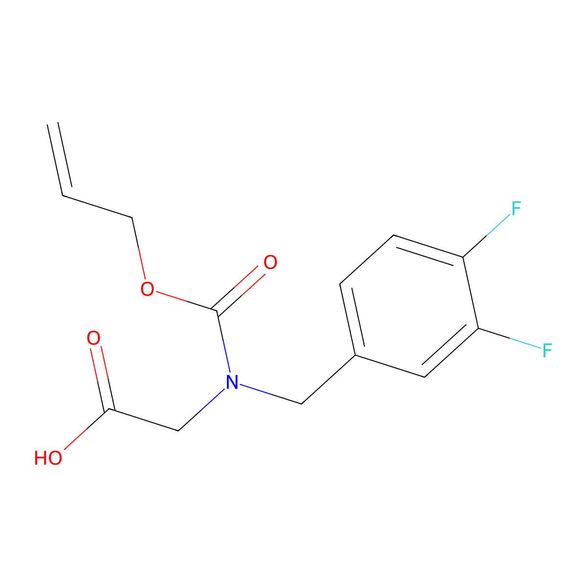 2-{[(3,4-Difluorophenyl)methyl][(prop-2-en-1-yloxy)carbonyl]amino}acetic acid molecular structure, CAS 2680717-90-0
