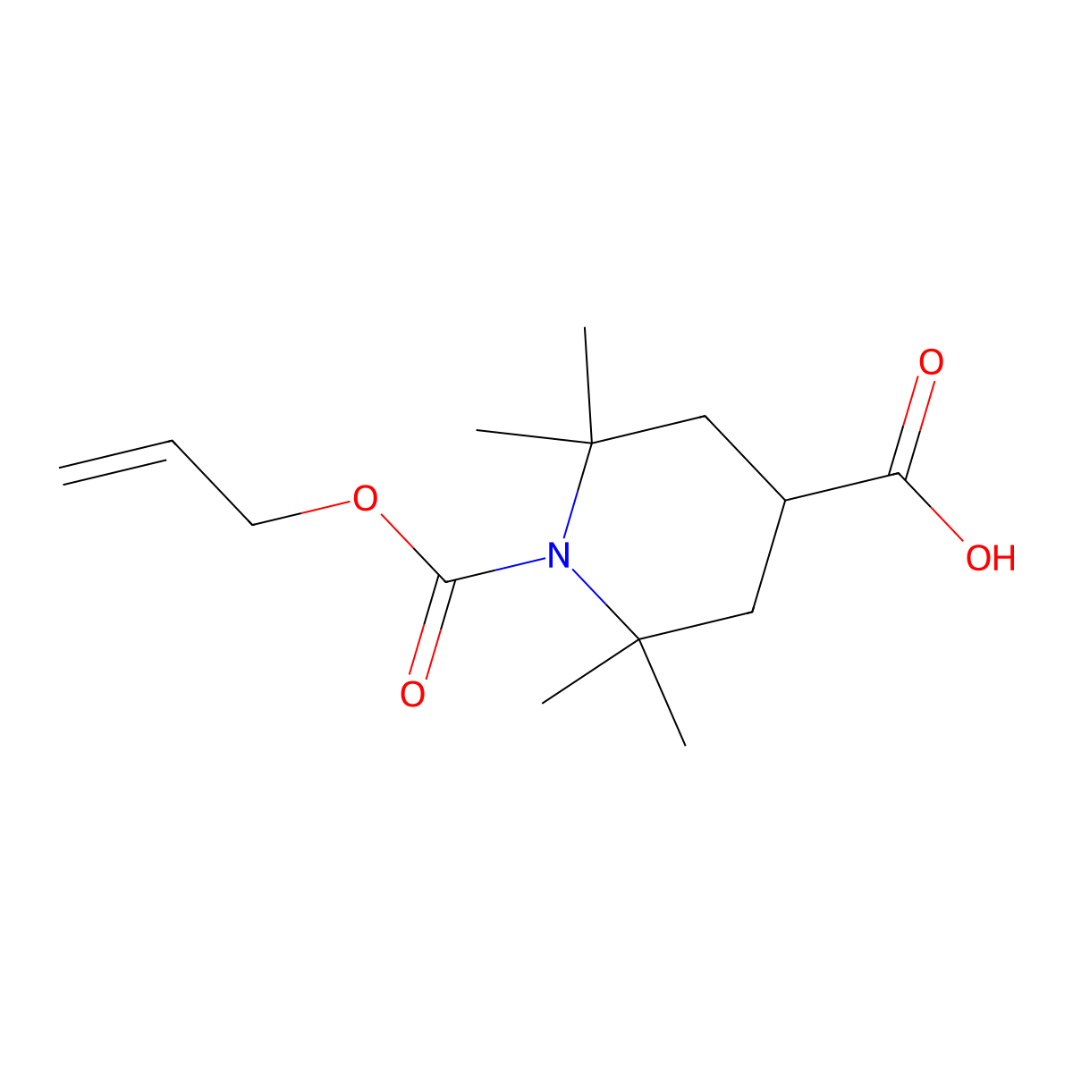 2,2,6,6-Tetramethyl-1-[(prop-2-en-1-yloxy)carbonyl]piperidine-4-carboxylic acid molecular structure, CAS 2680718-06-1