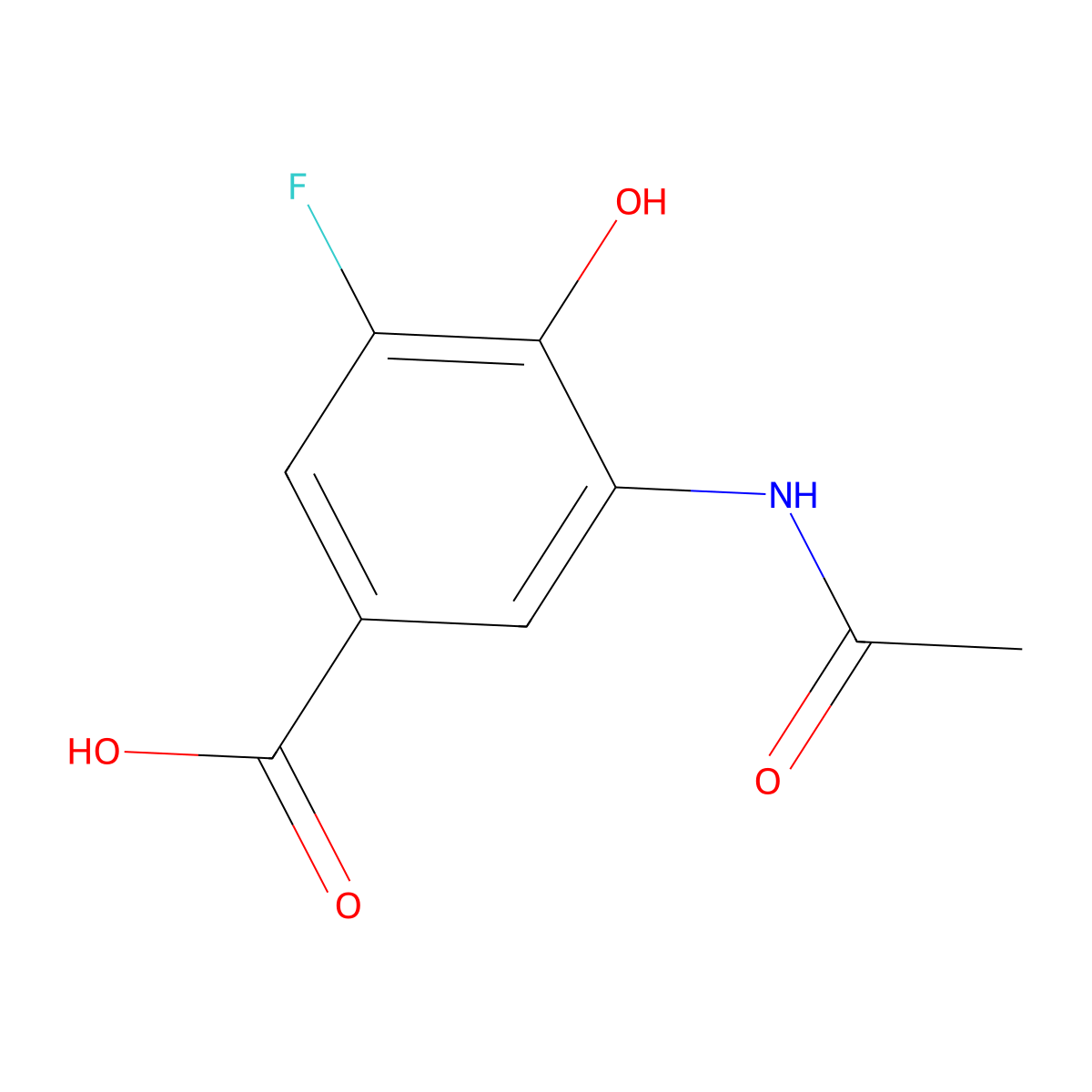 3-Acetamido-5-fluoro-4-hydroxybenzoic acid molecular structure, CAS 2680718-18-5