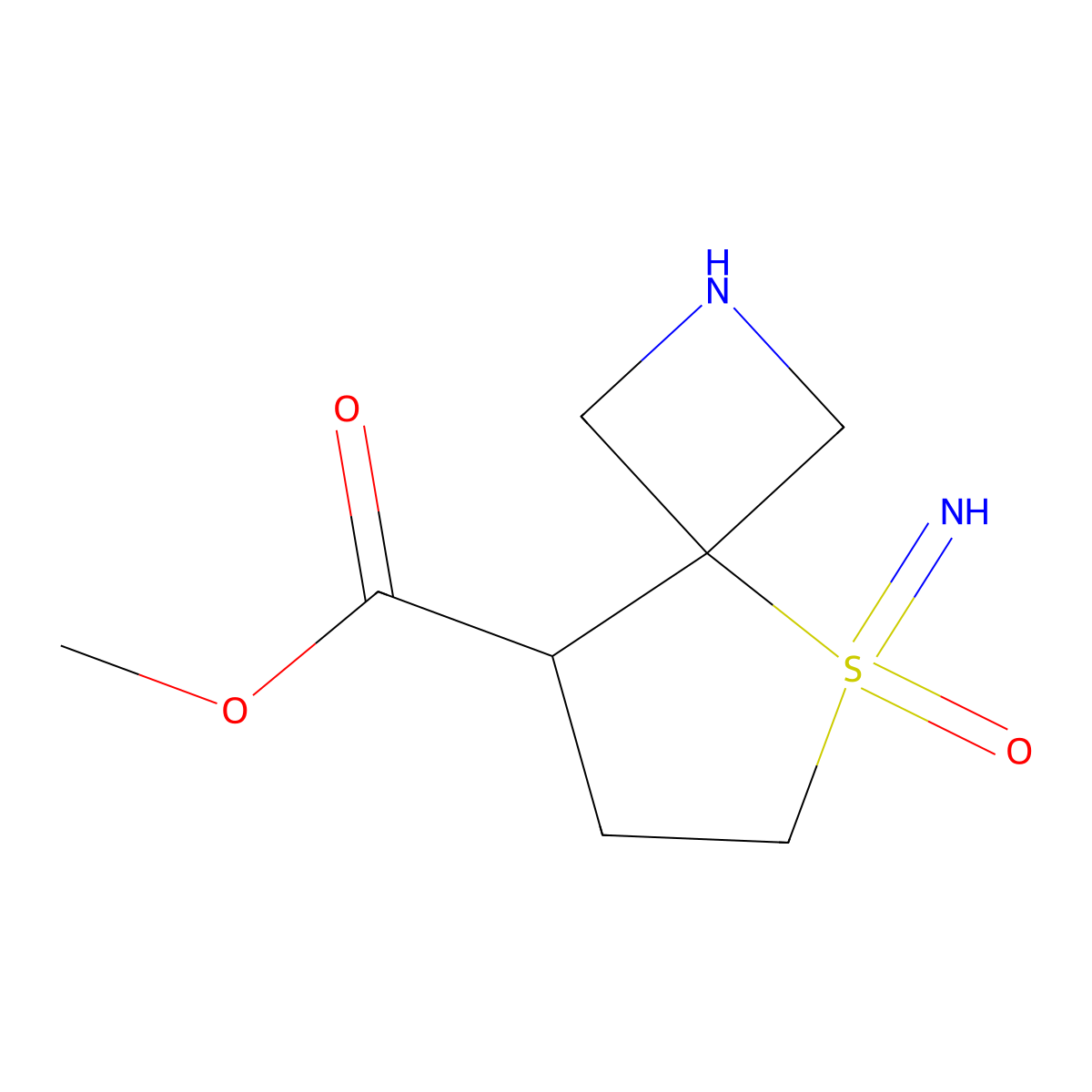 Methyl 5-imino-5-oxo-5lambda6-thia-2-azaspiro[3.4]octane-8-carboxylate molecular structure, CAS 2680718-21-0
