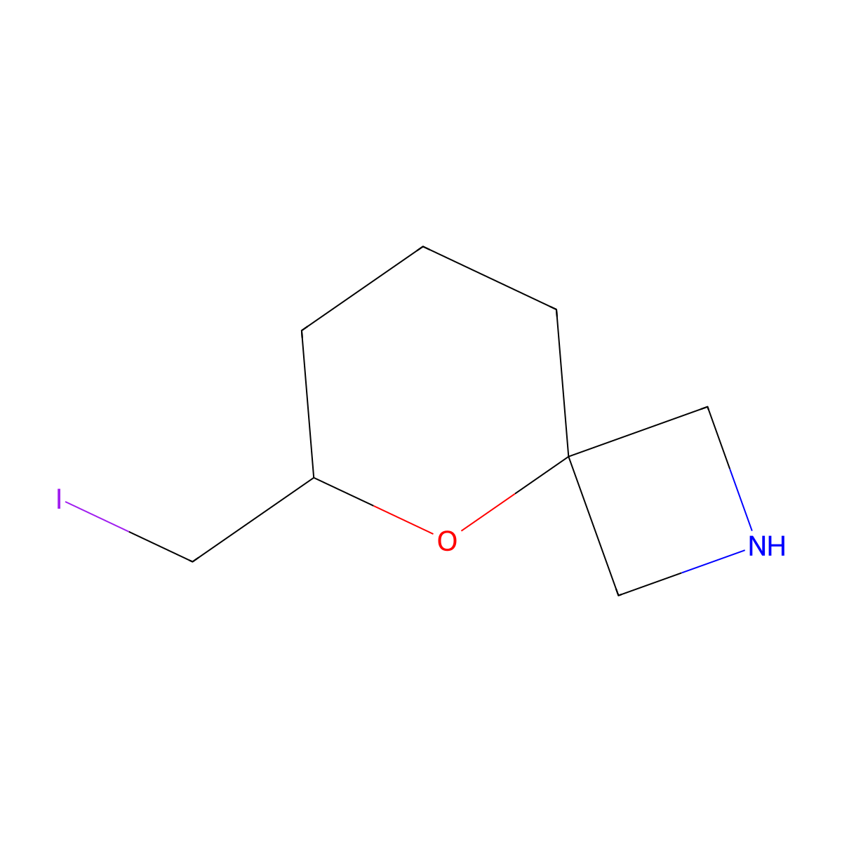 6-(Iodomethyl)-5-oxa-2-azaspiro[3.5]nonane molecular structure, CAS 2680718-27-6