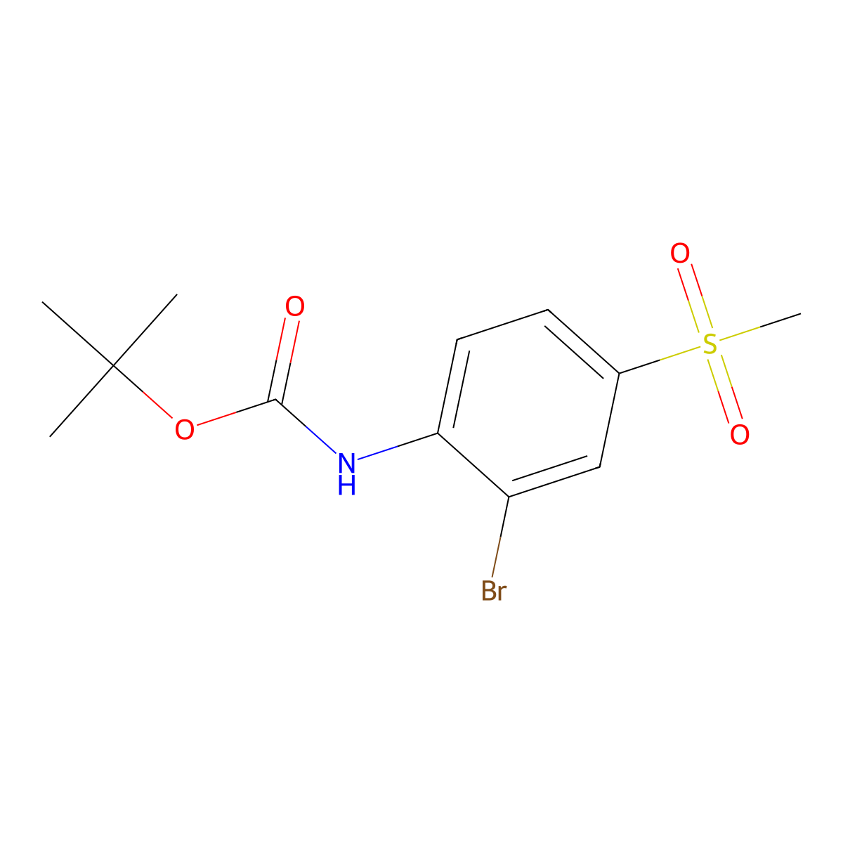 tert-butyl N-(2-bromo-4-methanesulfonylphenyl)carbamate molecular structure, CAS 2680718-28-7