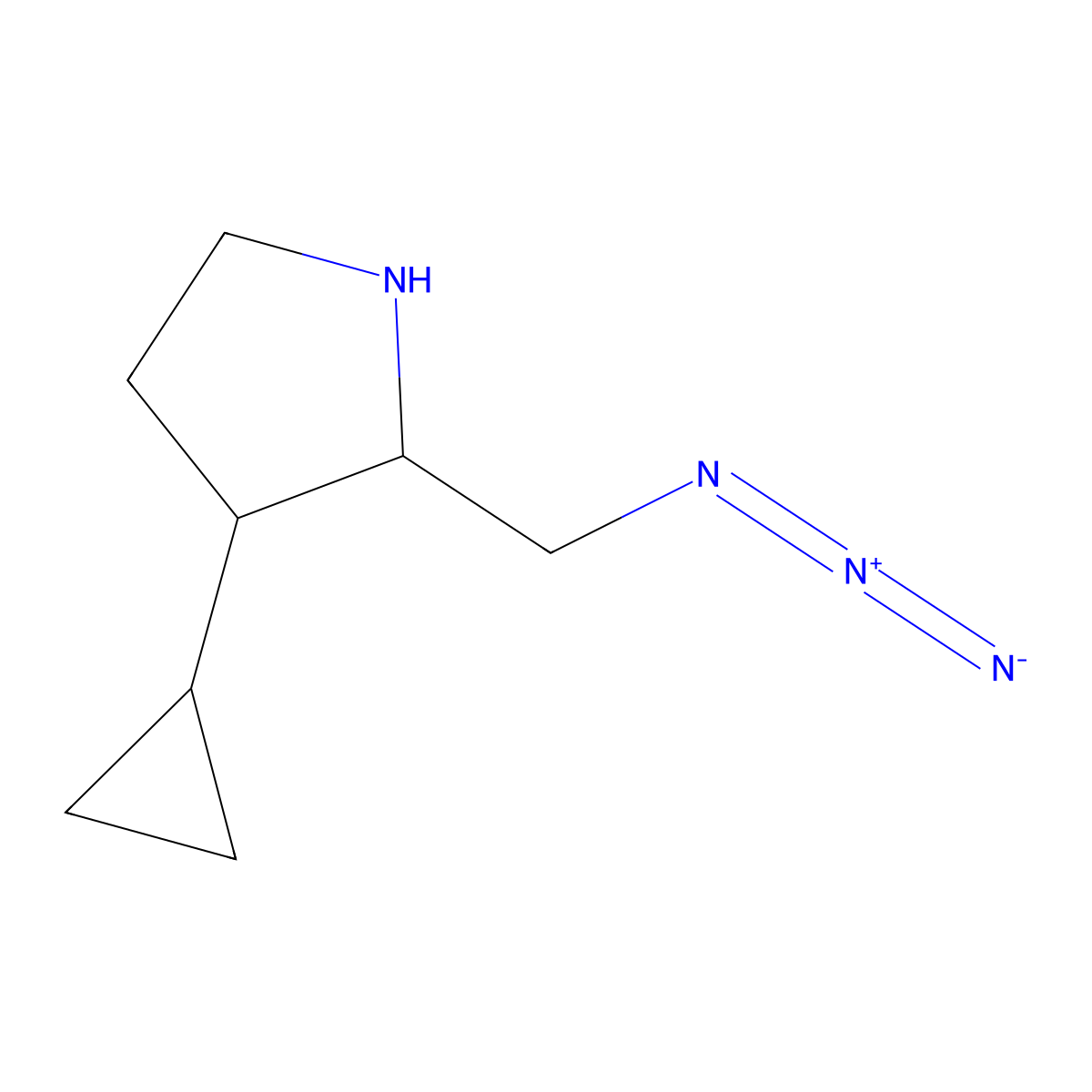 2-(Azidomethyl)-3-cyclopropylpyrrolidine molecular structure, CAS 2680718-31-2